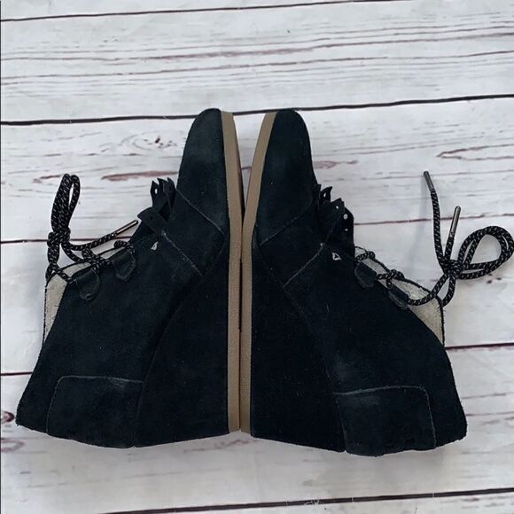 Toms Black Kiltie Fringe Wedge Booties - Picture 6 of 13